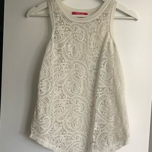 Catherine Malandrino Stretch Lace Top in cream/off-white